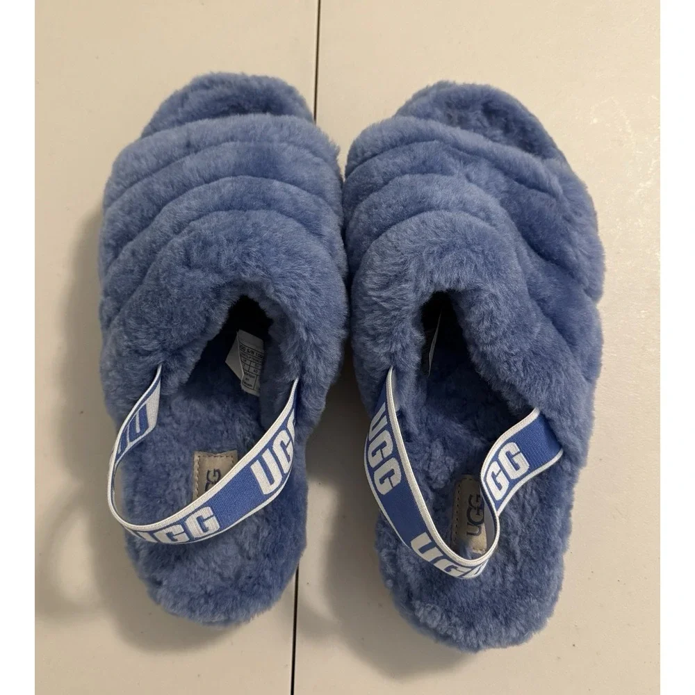 UGG Women's Fluff Yeah Women's Size 9M US Slide Wedge Sandal - Blue - Picture 7 of 8